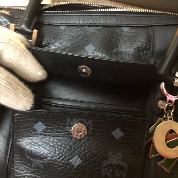 Authentic MCM Boston Bag with bag charm - Picture 13 of 16
